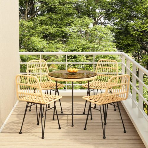 5-Piece Garden Dining Set Poly Rattan Wicker Outdoor Patio Furniture - Image 2