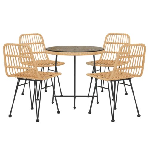 5-Piece Garden Dining Set Poly Rattan Wicker Outdoor Patio Furniture - Image 3