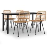 5-Piece Garden Dining Set Poly Rattan Wicker Outdoor Patio Furniture