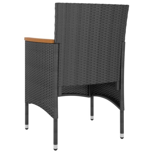5-Piece Garden Dining Set Poly Rattan Wicker Outdoor Patio Furniture & Acacia Wood Timber Outdoor Patio Furniture Black - Image 5