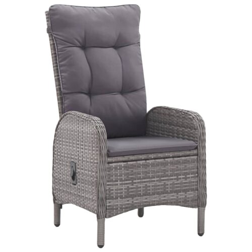 5-Piece Garden Dining Set Poly Rattan Wicker Outdoor Patio Furniture Acacia Wood Grey - Image 4
