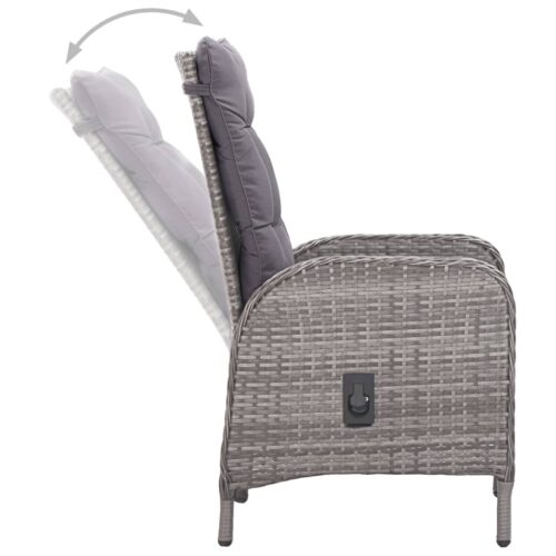 5-Piece Garden Dining Set Poly Rattan Wicker Outdoor Patio Furniture Acacia Wood Grey - Image 6
