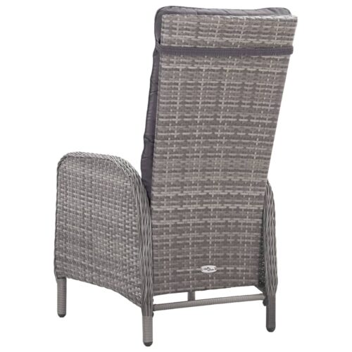 5-Piece Garden Dining Set Poly Rattan Wicker Outdoor Patio Furniture Glass Grey - Image 7