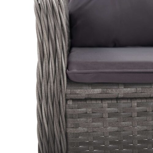 5-Piece Garden Dining Set Poly Rattan Wicker Outdoor Patio Furniture Glass Grey - Image 8