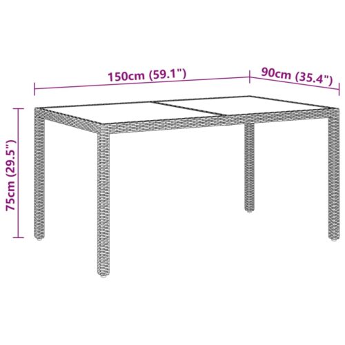 5-Piece Garden Dining Set Poly Rattan Wicker Outdoor Patio Furniture Tempered Glass Beige - Image 8