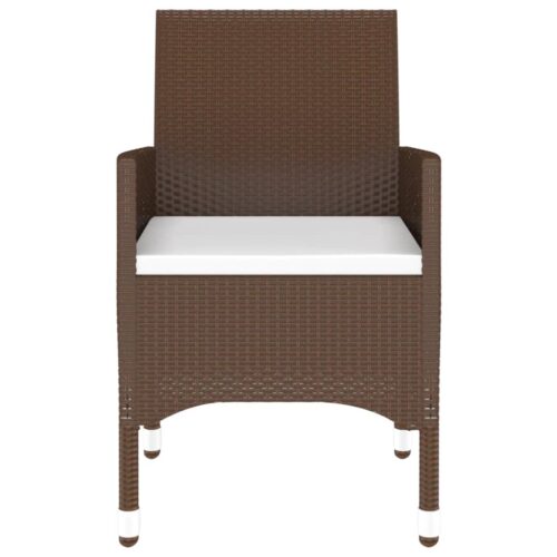 5-Piece Garden Dining Set Poly Rattan Wicker Outdoor Patio Furniture Tempered Glass Brown - Image 4