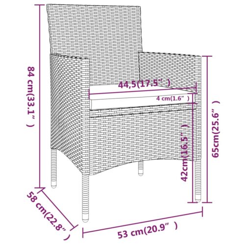 5-Piece Garden Dining Set Poly Rattan Wicker Outdoor Patio Furniture Tempered Glass Grey - Image 11