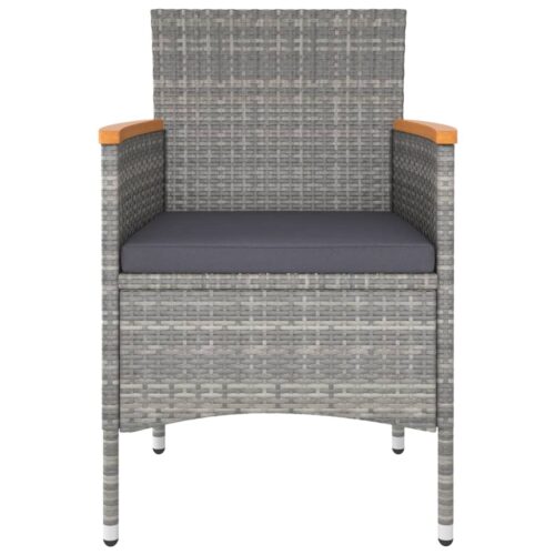 5-Piece Garden Dining Set Poly Rattan Wicker Outdoor Patio Furniture Tempered Glass Grey - Image 4