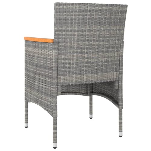 5-Piece Garden Dining Set Poly Rattan Wicker Outdoor Patio Furniture Tempered Glass Grey - Image 5
