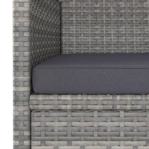 5-Piece Garden Dining Set Poly Rattan Wicker Outdoor Patio Furniture Tempered Glass Grey - Image 6