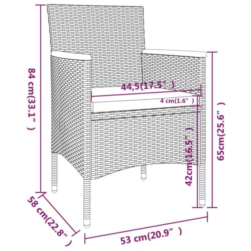 5-Piece Garden Dining Set Poly Rattan Wicker Outdoor Patio Furniture Tempered Glass Grey - Image 11