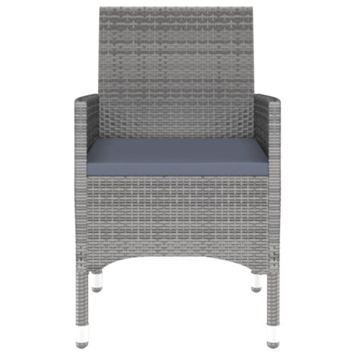 5-Piece Garden Dining Set Poly Rattan Wicker Outdoor Patio Furniture Tempered Glass Grey - Image 4