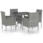 5-Piece Garden Dining Set Poly Rattan Wicker Outdoor Patio Furniture Anthracite