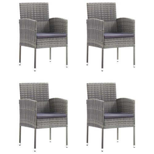 5-Piece Garden Dining Set Poly Rattan Wicker Outdoor Patio Furniture Anthracite - Image 3
