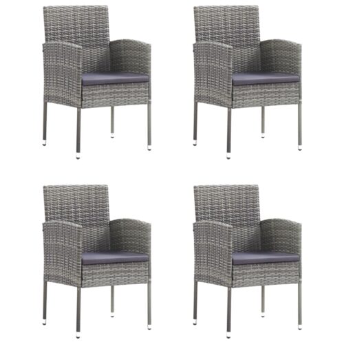 5-Piece Garden Dining Set Poly Rattan Wicker Outdoor Patio Furniture Anthracite & Grey - Image 3