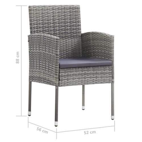 5-Piece Garden Dining Set Poly Rattan Wicker Outdoor Patio Furniture Anthracite & Grey - Image 8