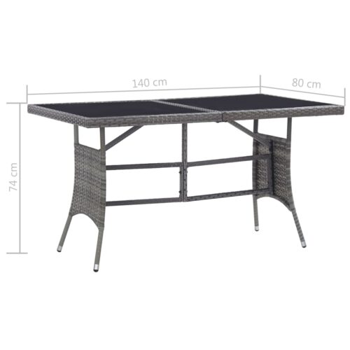5-Piece Garden Dining Set Poly Rattan Wicker Outdoor Patio Furniture Anthracite & Grey - Image 9