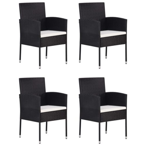 5-Piece Garden Dining Set Poly Rattan Wicker Outdoor Patio Furniture Black - Image 3