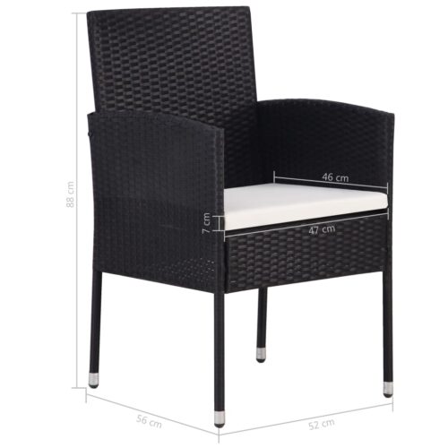 5-Piece Garden Dining Set Poly Rattan Wicker Outdoor Patio Furniture Black - Image 8