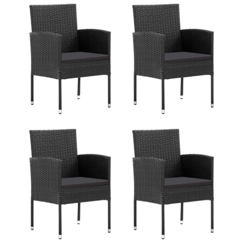 5-Piece Garden Dining Set Poly Rattan Wicker Outdoor Patio Furniture Black - Image 3