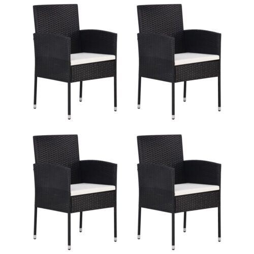 5-Piece Garden Dining Set Poly Rattan Wicker Outdoor Patio Furniture Black - Image 3