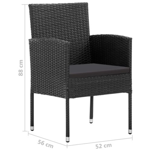 5-Piece Garden Dining Set Poly Rattan Wicker Outdoor Patio Furniture Black - Image 8