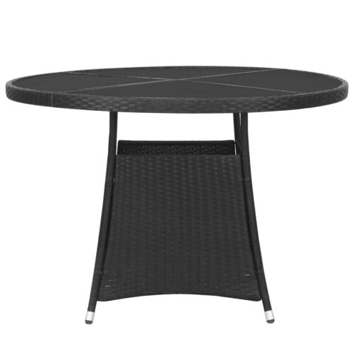 5-Piece Garden Dining Set Poly Rattan Wicker Outdoor Patio Furniture Black - Image 7
