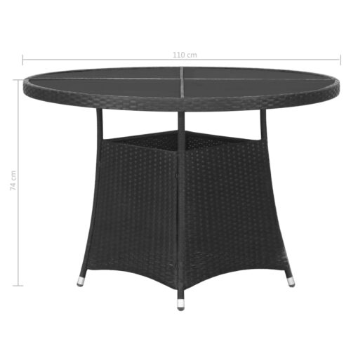 5-Piece Garden Dining Set Poly Rattan Wicker Outdoor Patio Furniture Black - Image 9