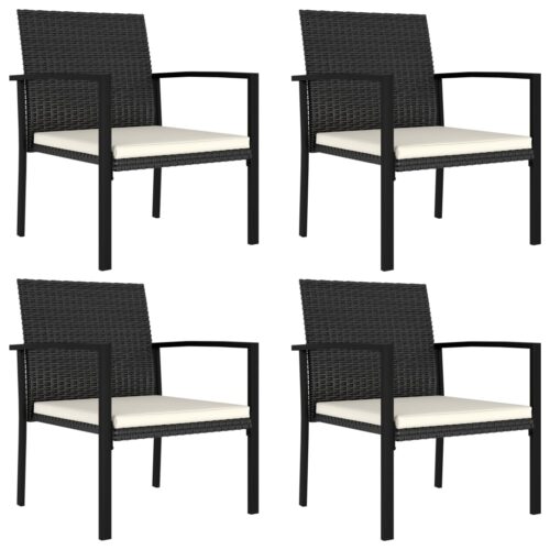 5-Piece Garden Dining Set Poly Rattan Wicker Outdoor Patio Furniture Black - Image 7