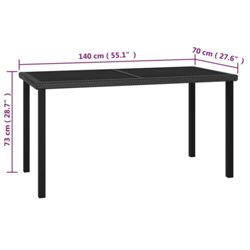 5-Piece Garden Dining Set Poly Rattan Wicker Outdoor Patio Furniture Black - Image 11