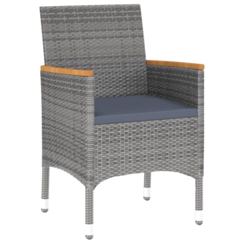 5-Piece Garden Dining Set Poly Rattan Wicker Outdoor Patio Furniture Grey - Image 3