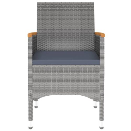 5-Piece Garden Dining Set Poly Rattan Wicker Outdoor Patio Furniture Grey - Image 4