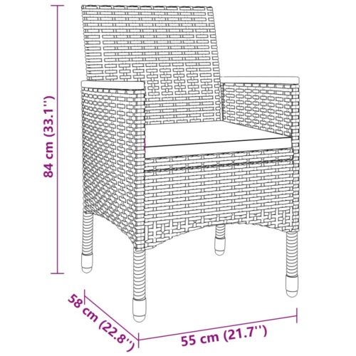 5-Piece Garden Dining Set Poly Rattan Wicker Outdoor Patio Furniture Grey - Image 7