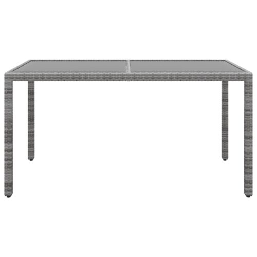 5-Piece Garden Dining Set Poly Rattan Wicker Outdoor Patio Furniture Grey - Image 6