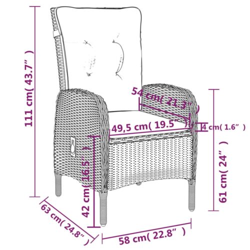 5-Piece Garden Dining Set Poly Rattan Wicker Outdoor Patio Furniture Grey - Image 7