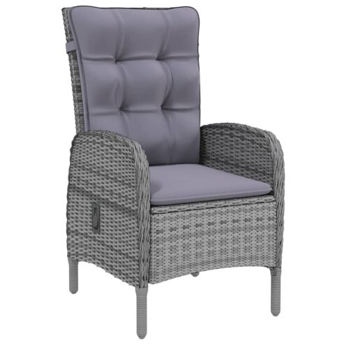 5-Piece Garden Dining Set Poly Rattan Wicker Outdoor Patio Furniture Grey - Image 3