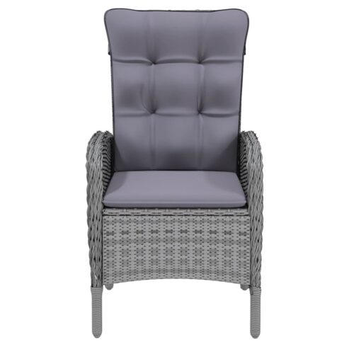 5-Piece Garden Dining Set Poly Rattan Wicker Outdoor Patio Furniture Grey - Image 4