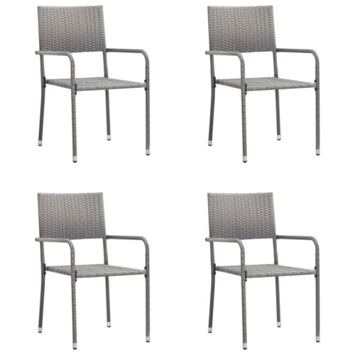 5-Piece Outdoor Dining Set Garden Chairs Table Furniture Setting Rattan Grey - Image 3