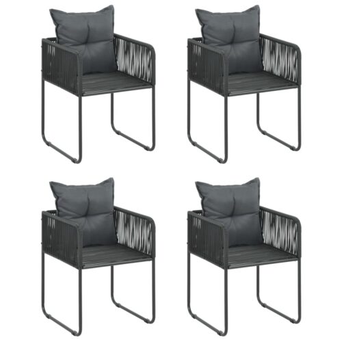 5-Piece Garden Dining Set PVC Rattan Black - Image 4