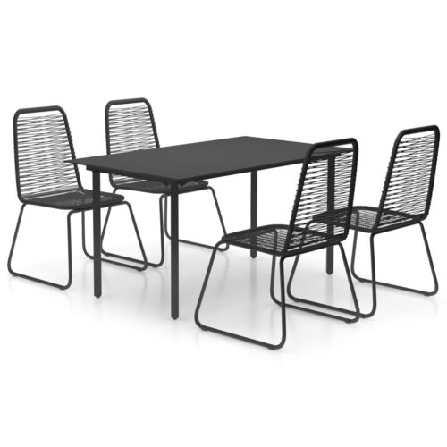 5-Piece Garden Dining Set PVC Rattan Black