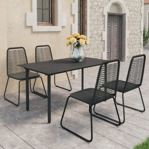 5-Piece Garden Dining Set PVC Rattan Black - Image 2
