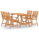 5-Piece Garden Dining Set Acacia Wood Timber Outdoor Patio Furniture