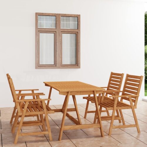 5-Piece Garden Dining Set Acacia Wood Timber Outdoor Patio Furniture - Image 2