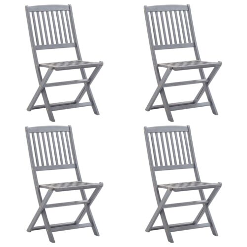 5-Piece Garden Dining Set Acacia Wood Timber Outdoor Patio Furniture Grey - Image 7