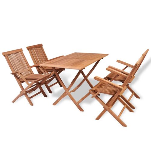 5-Piece Garden Dining Set Acacia Wood Timber Outdoor Patio Furniture