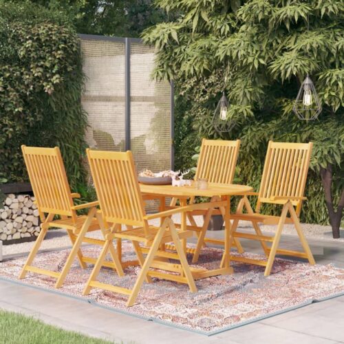 5-Piece Garden Dining Set Acacia Wood Timber Outdoor Patio Furniture - Image 2