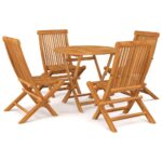 5-Piece Garden Dining Set Acacia Wood Timber Outdoor Patio Furniture