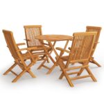 5-Piece Garden Dining Set Acacia Wood Timber Outdoor Patio Furniture
