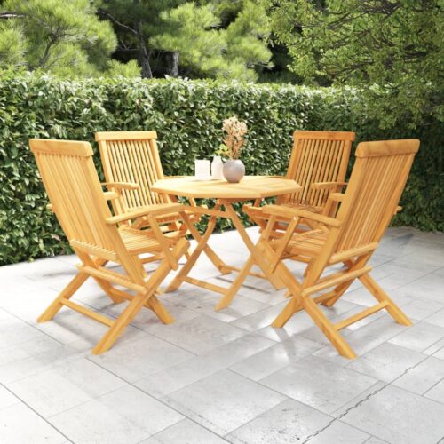 5-Piece Garden Dining Set Acacia Wood Timber Outdoor Patio Furniture - Image 2
