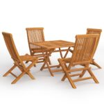 5-Piece Garden Dining Set Acacia Wood Timber Outdoor Patio Furniture